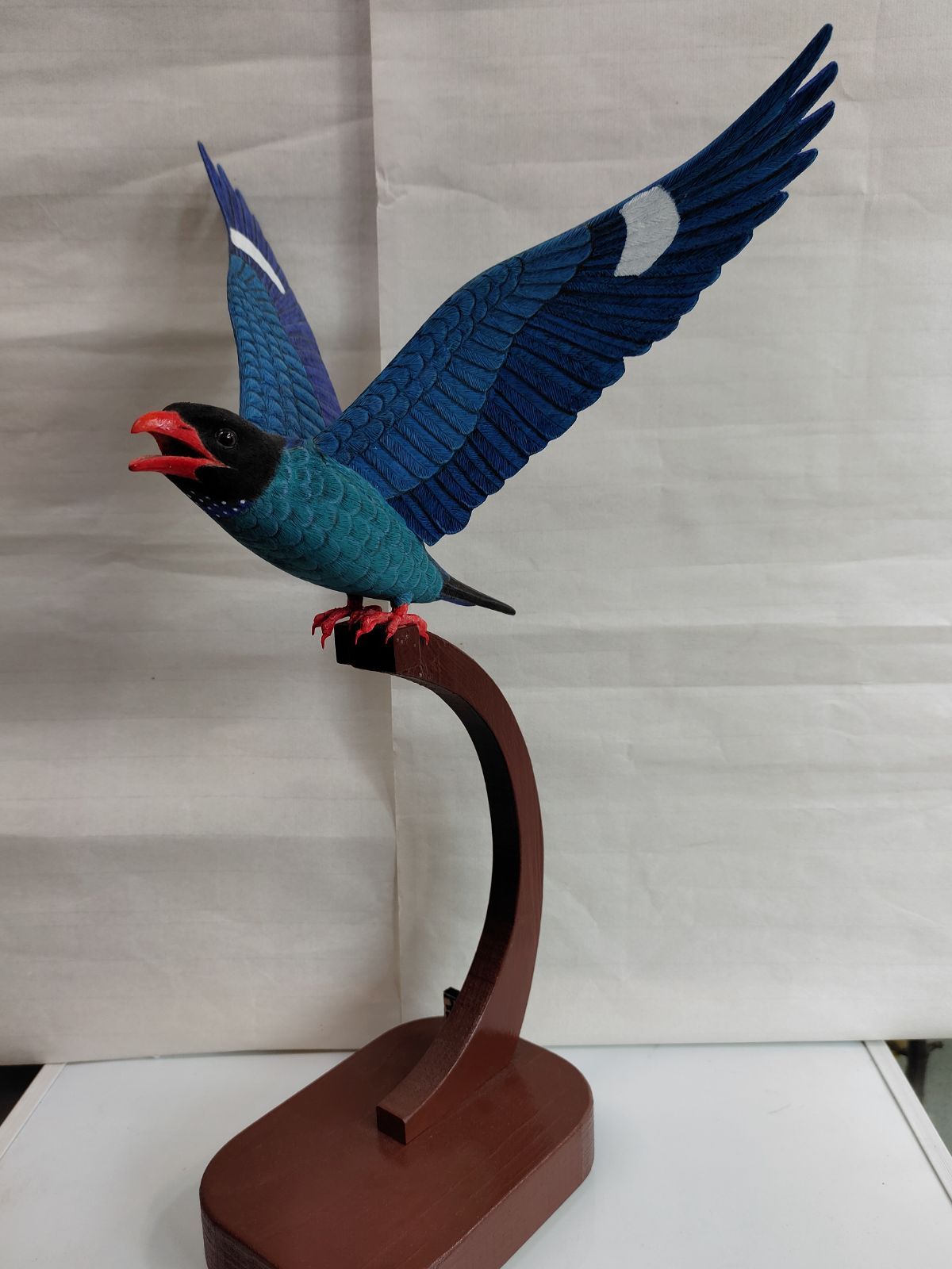 宅送] ノゴマ 木彫りの野鳥 バードカービング 野鳥彫刻 美術品 