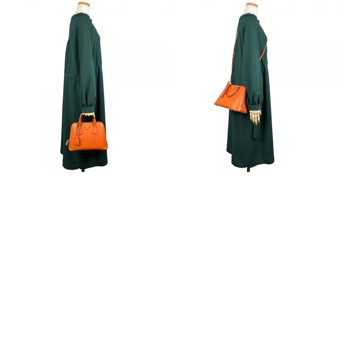 中古】 プラダ ハンドバッグ BL0838 サフィアーノレザー パパイヤ