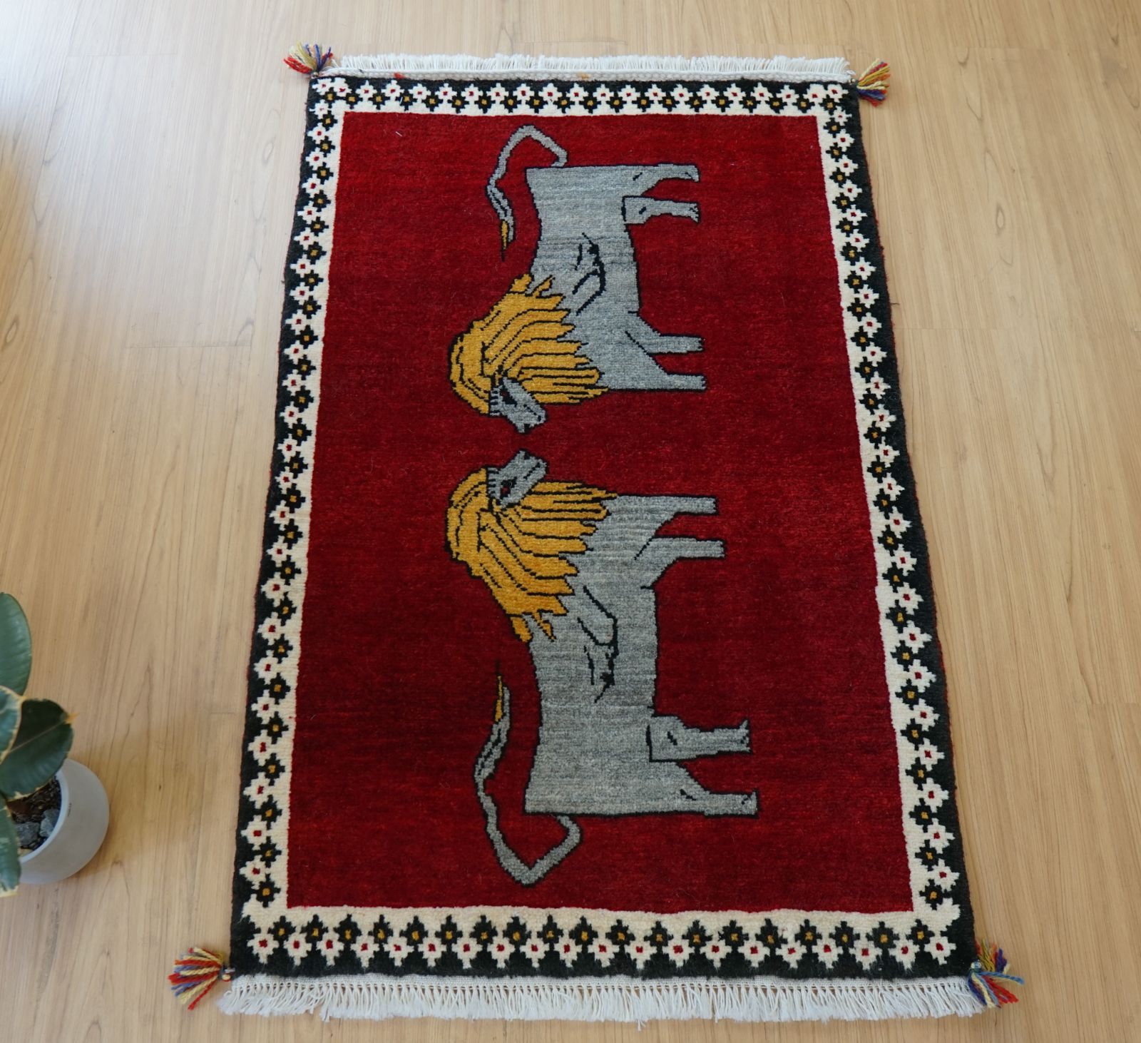 89x63cm 手織り ペルシャ絨毯　カシュカイ族 89x63cm 手織り ペルシャ絨毯 カシュカイ族