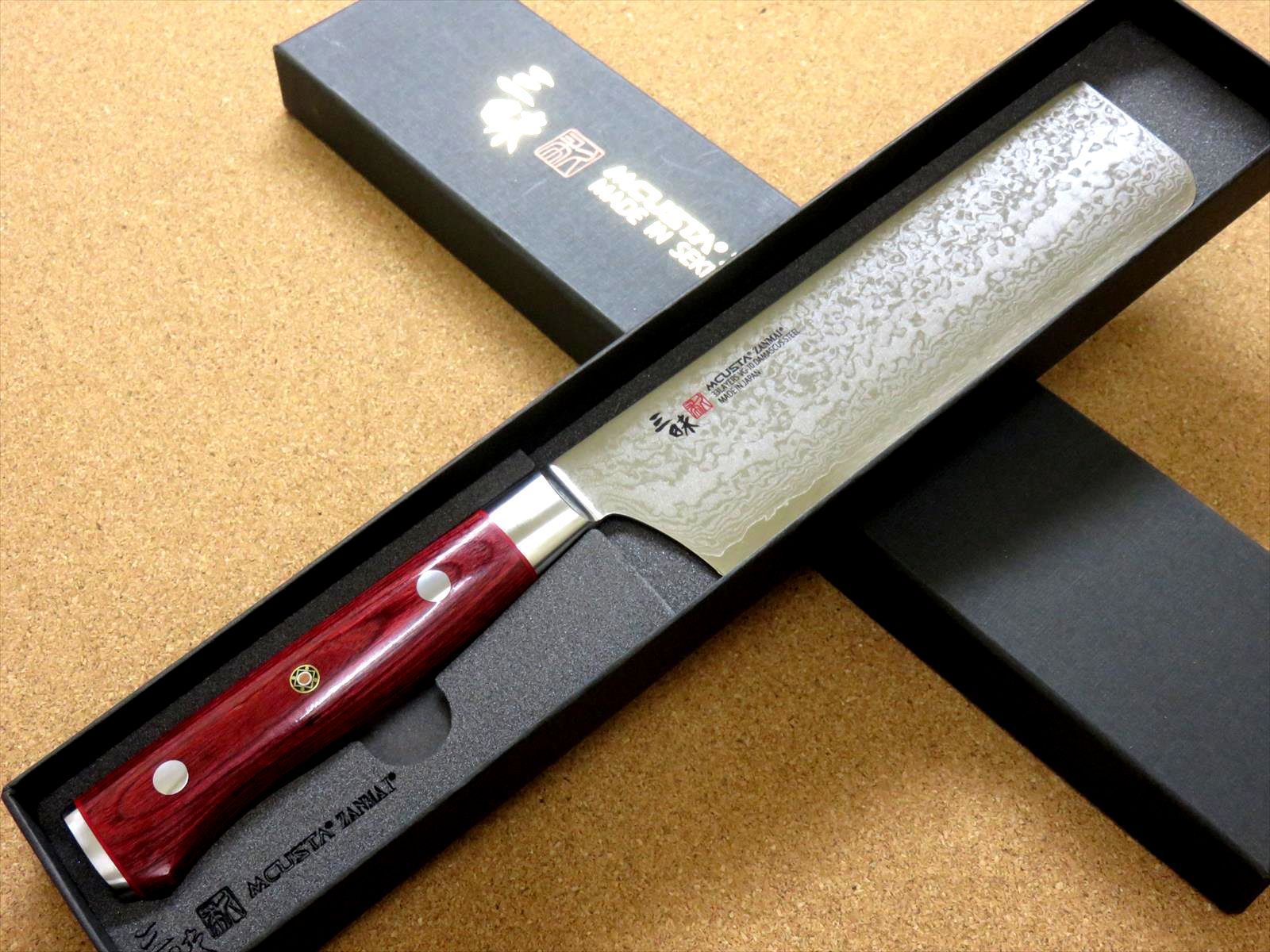 関の刃物 菜切り包丁 16.5cm (165mm) 三昧 クラシック プロ 紅蓮 ダマスカス 33層鋼 芯金VG-10 赤合板 最高級 両刃包丁  野菜切り 日本製 - メルカリ