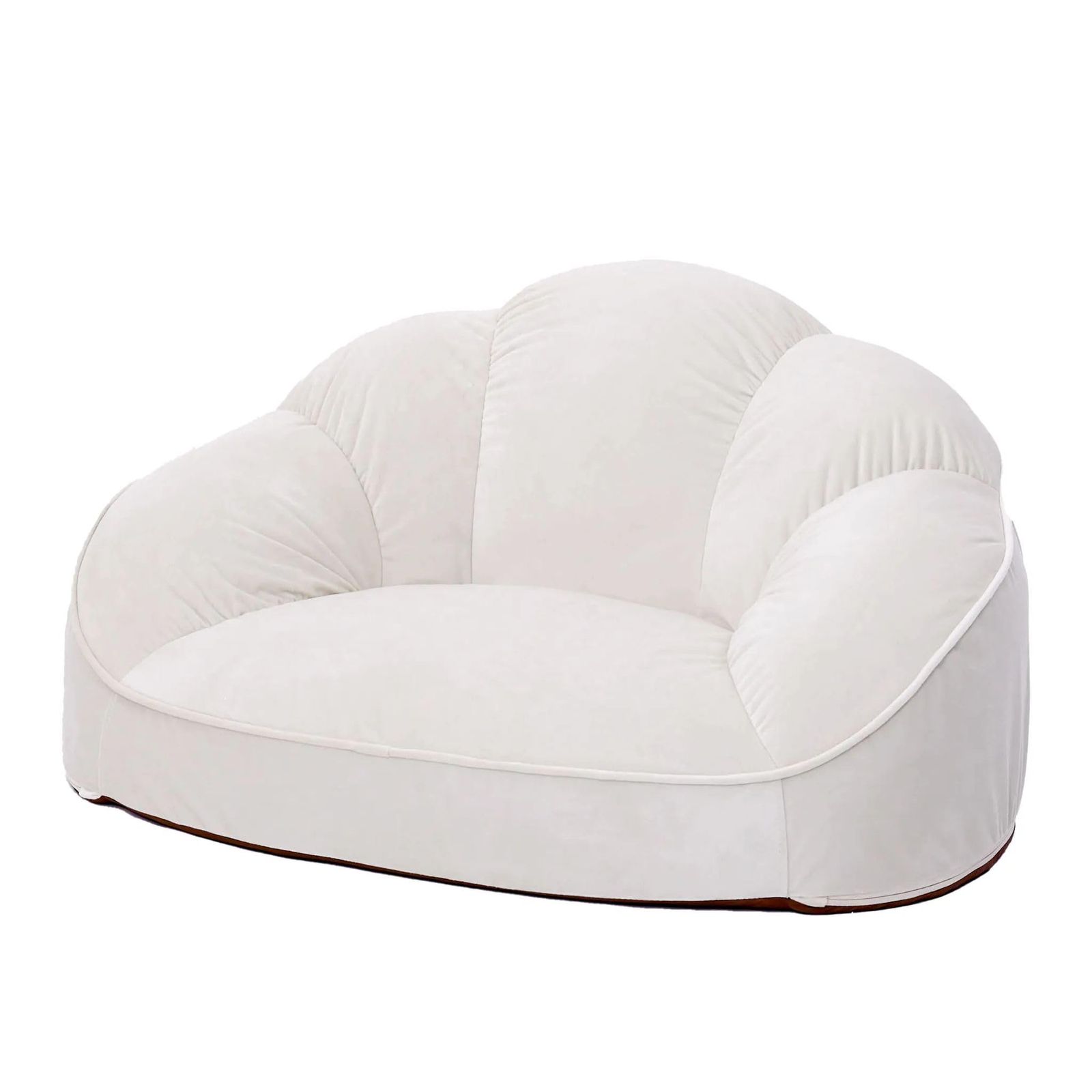 数量 フロアソファー ベロア生地 パールホワイト 1人掛け セルタン クロワッサン コンパクト A298a-a-718IV