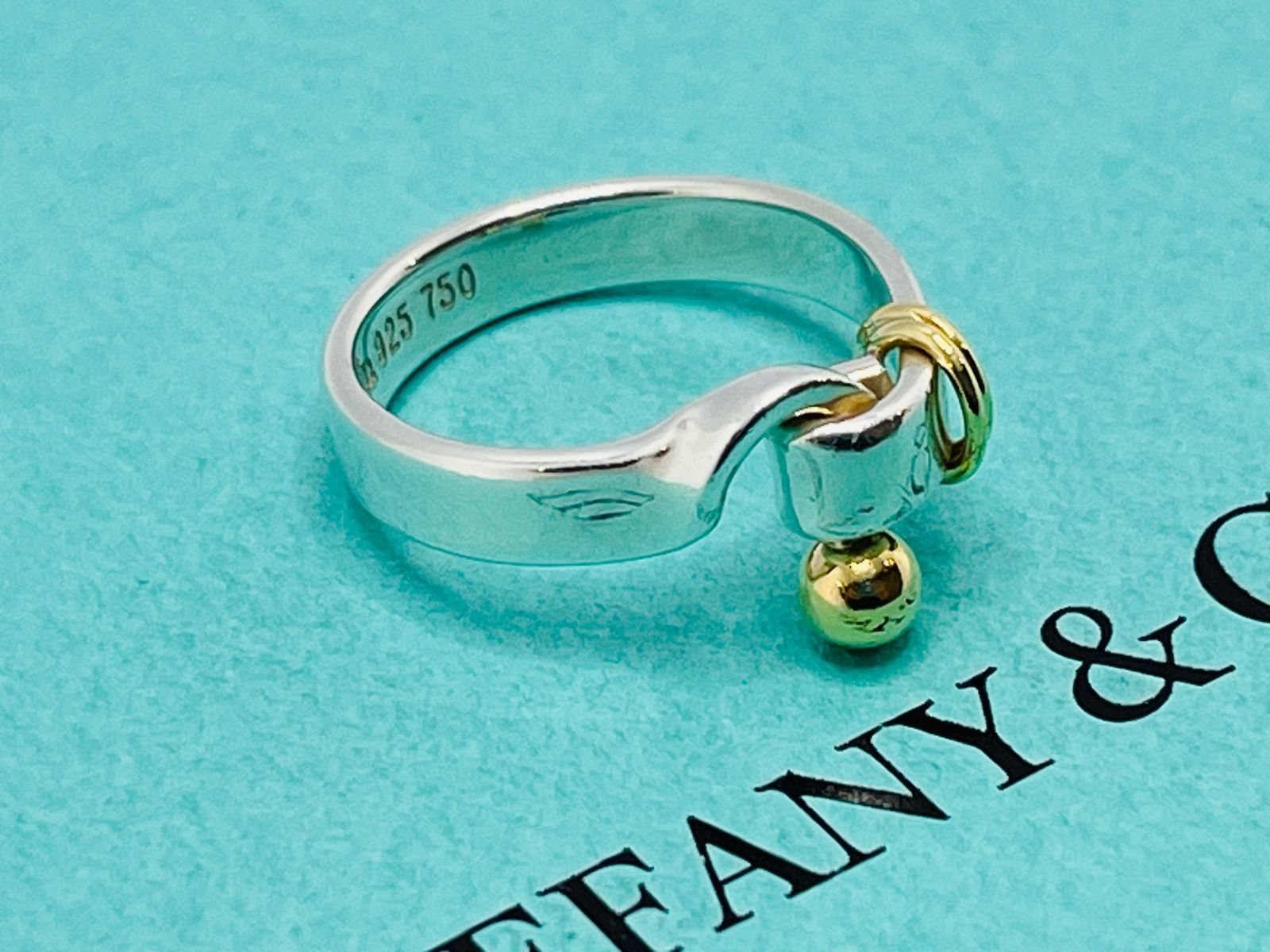 a129 Tiffany&Co. ティファニー フック&アイ コンビ リング 750 k18