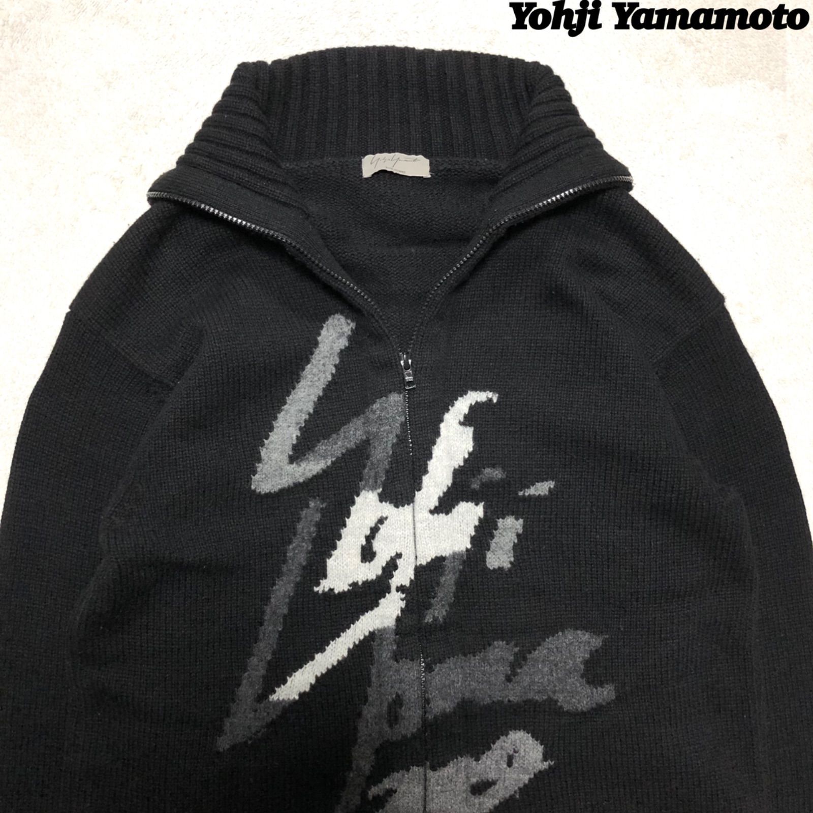 yohji yamamoto ドライバーズニット Yohji Yamamoto ドライバーズニット フルジップ ウール100%