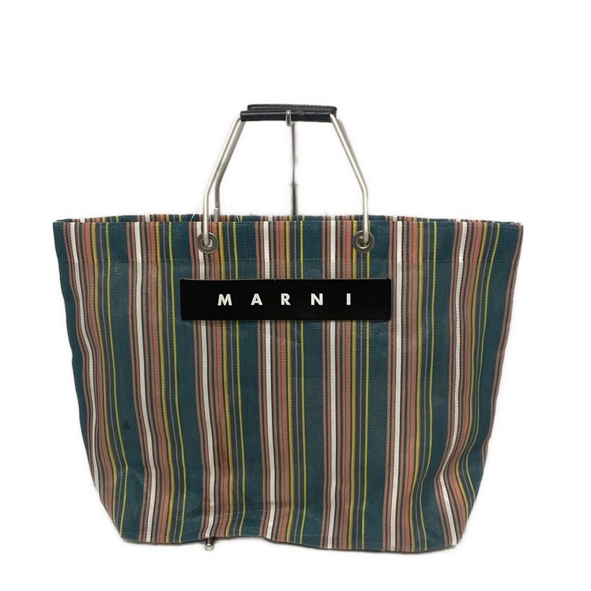 マルニ MARNI トートバッグ 化学繊維×レザー カーキ×黒 マルニ MARNI トートバッグ 化学繊維×レザー カーキ×黒