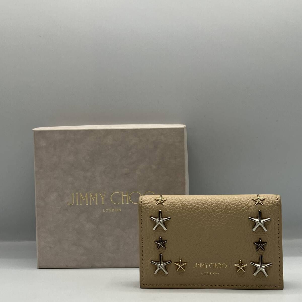 JIMMY CHOO NELLO UUF ネロユーユーエフ カードケース ベージュ 箱有り ジミーチュウ