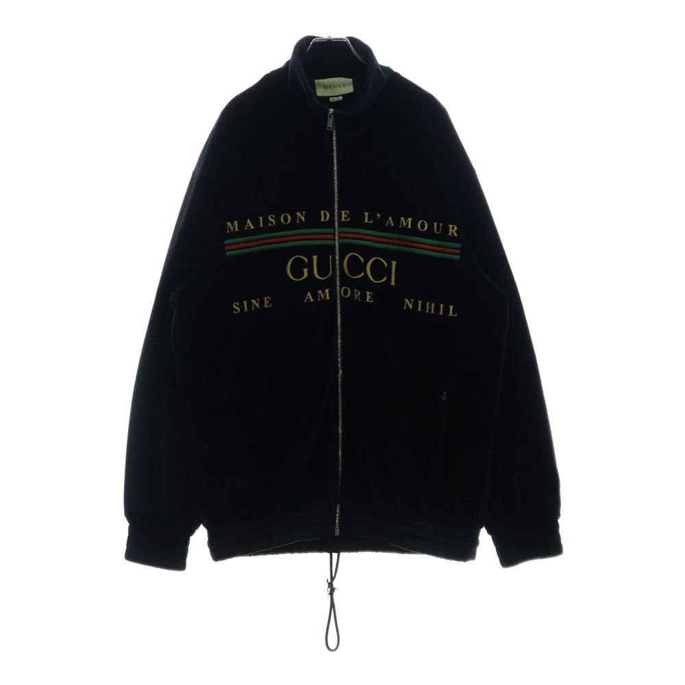 グッチ GUCCI☆刺繍ベロアトラックジャケット 入手困難 即完売モデル GUCCI (グッチ) シェニール オーバー ロゴ刺繍 ベロア ジップ