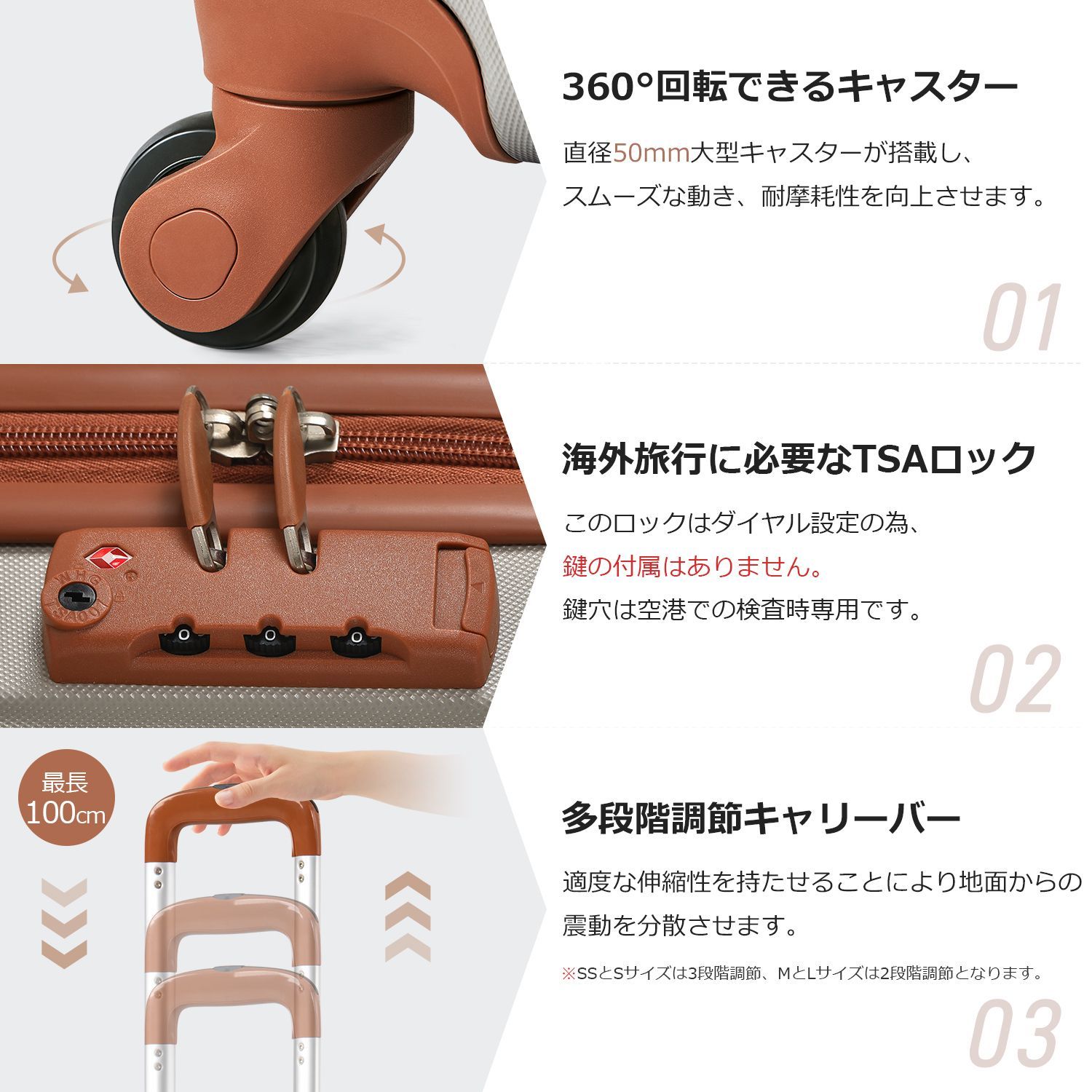 Mサイズスーツケース｜4-7日旅行用｜TSAロック｜軽量キャリーケース｜PP298908PAA