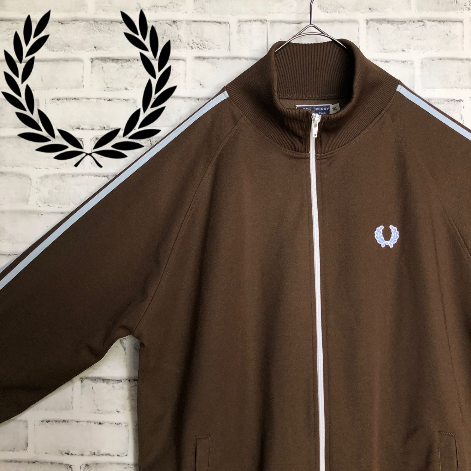 希少XXL⭐️90s Fred Perry トラックジャケット/ブラウン 刺繍月桂樹 