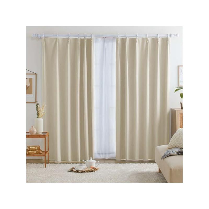 ベルーナ(BELLUNA) カーテン 4枚セット 遮光 100％ 防音 断熱 保温 遮光カーテン 4枚セット おしゃれ 幅100 タッセル付 カーテン2枚 レース2枚 ２枚組 アジャスターフック付 厚地 厚手 洗える (285264-806) 1