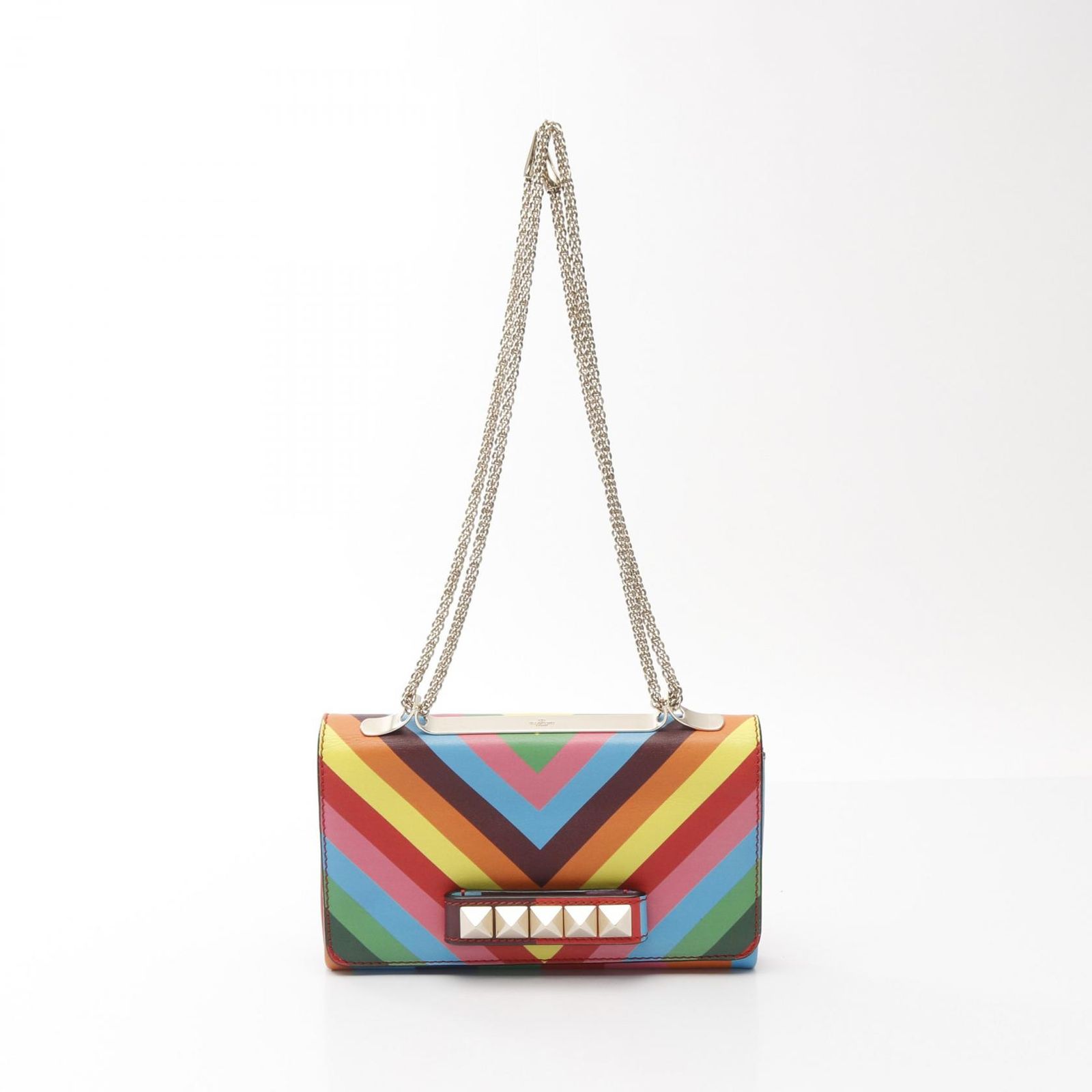 ヴァレンチノ Valentino ショルダーバッグ ロックスタッズ マルチ レザー チェーンショルダー レディース Used A