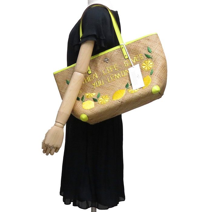 ケイトスペード トートバッグ カゴバッグ レモン柄刺繍 PXRU - メルカリ