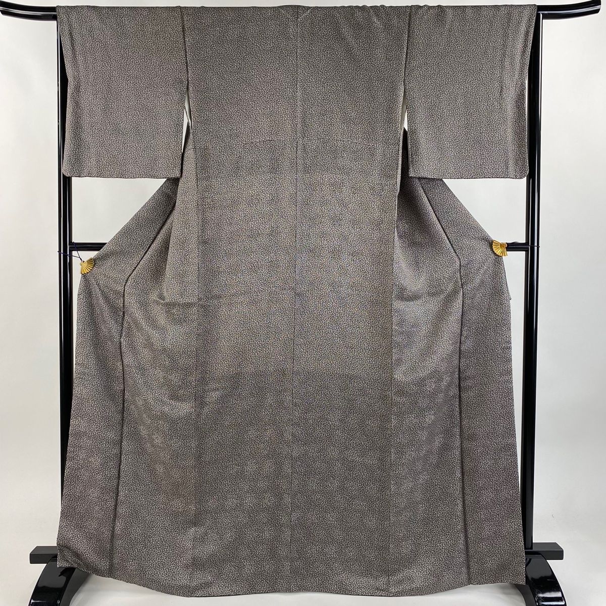 小紋 身丈166cm 裄丈65cm M 袷 小花 深緑 正絹 名品