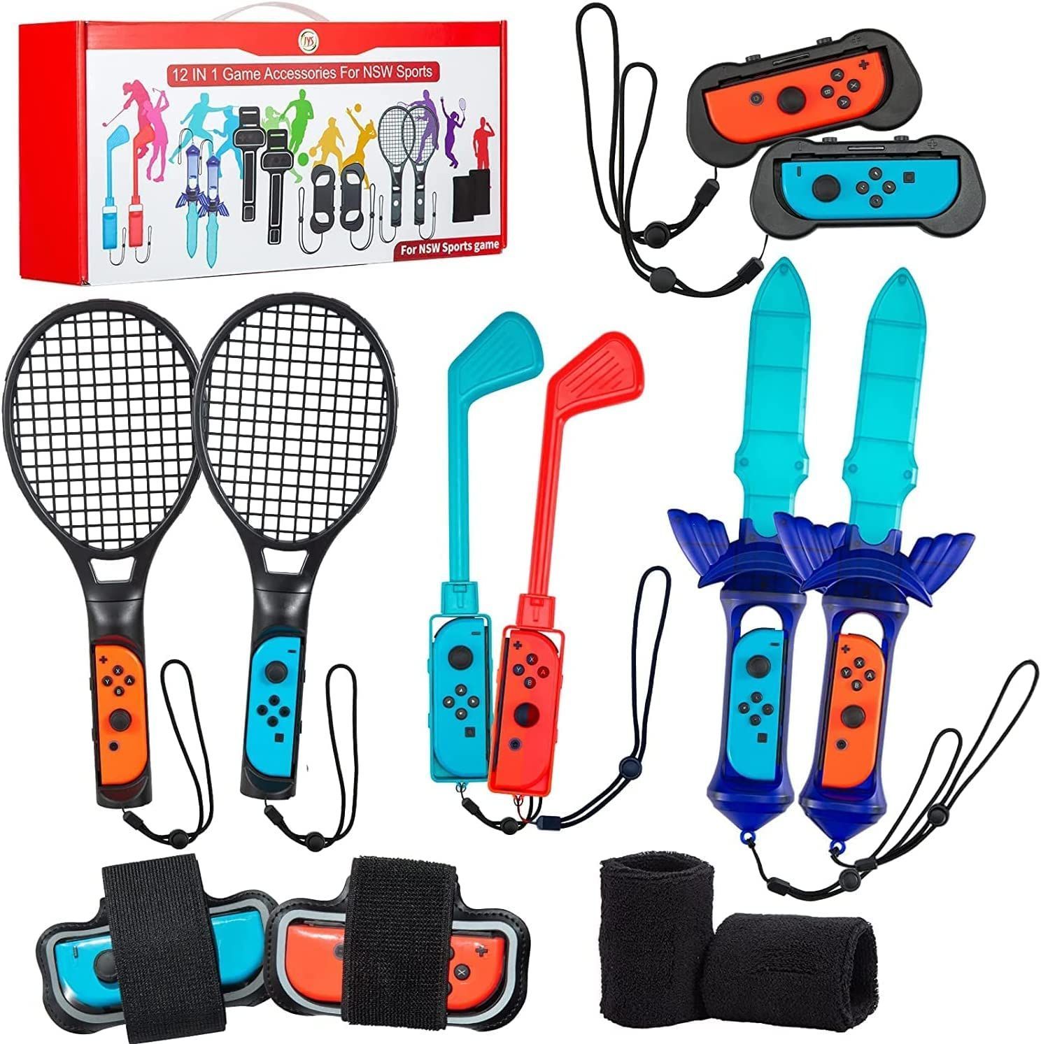 in VoSinrly 12 1セット 新登場 Switch Sports ニンテンドースイッチスポーツ アクセサリバンドル 体感ゲーム対応 対戦実装 没入感体験 体感スポーツ対応 Joy-Conグリップ用アクセサリ