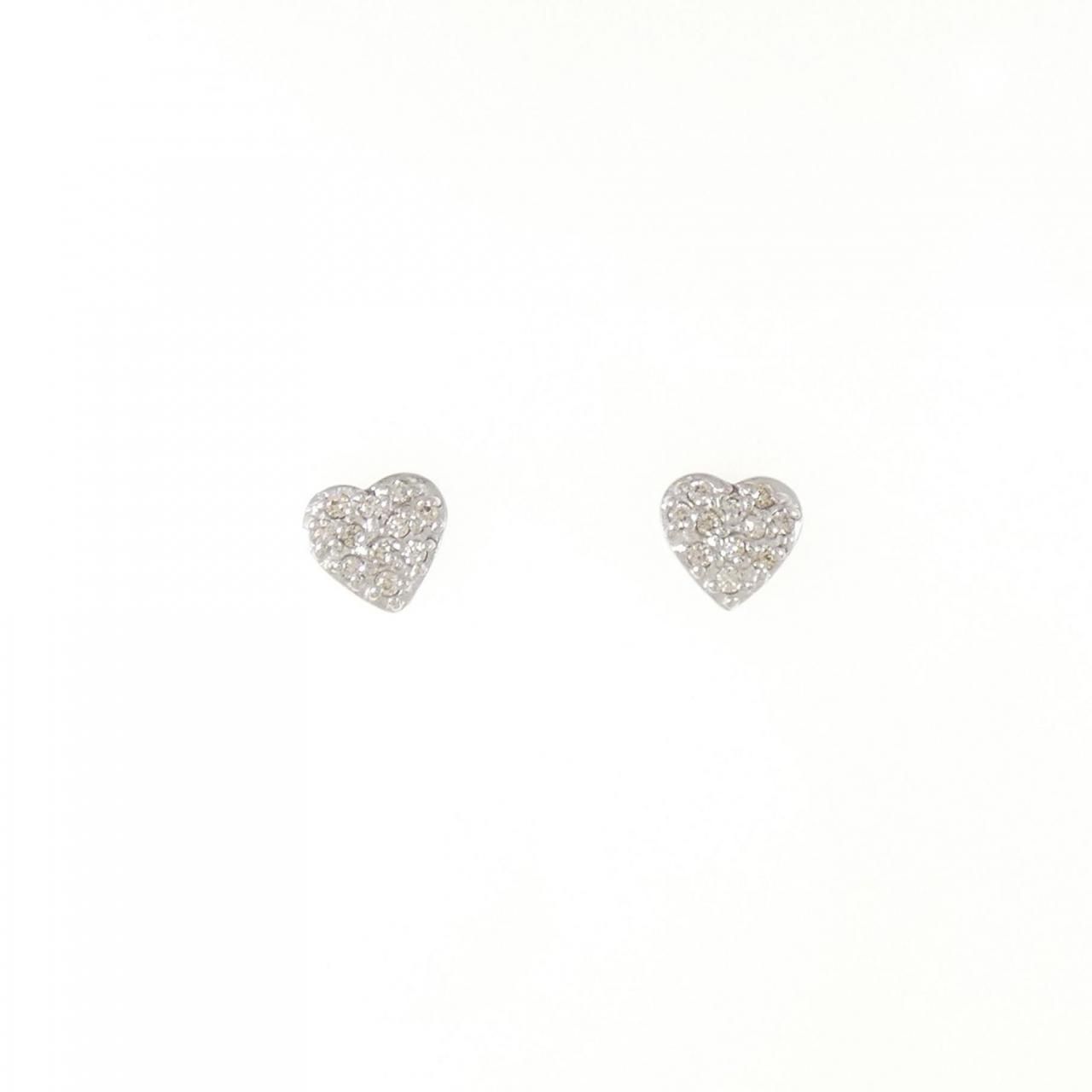 K18WG ハート ダイヤモンド ピアス 0.10CT