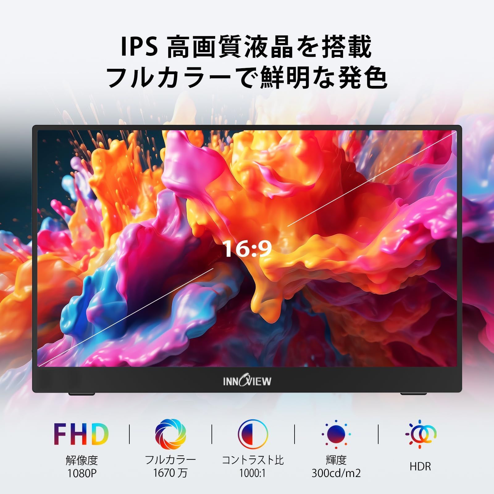 【新着商品】192*18 FHD ゲーミングモニター モバイルディスプレイ ポータブルモニター IPS液晶パネル InnoView 薄型 軽量 持ち運び 15.6インチ 保護カバー VESA対応 SwitchPS3PS4PS5Xbox モバイルモニター One