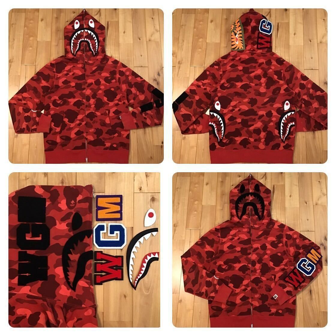 RED COLOR CAMO SHARK FULL ZIP HOODIE XLBAPEHA