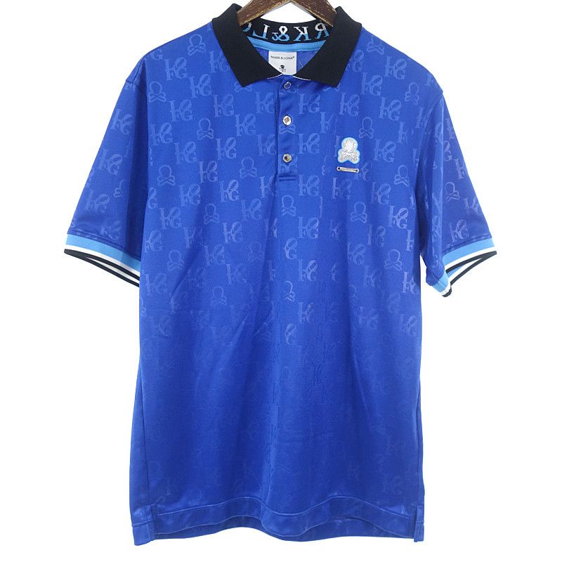 マークアンドロナ|MARKLONA GOLF Ever Monogram Embossed Polo ポロシャツ ブルー サイズ メンズ48