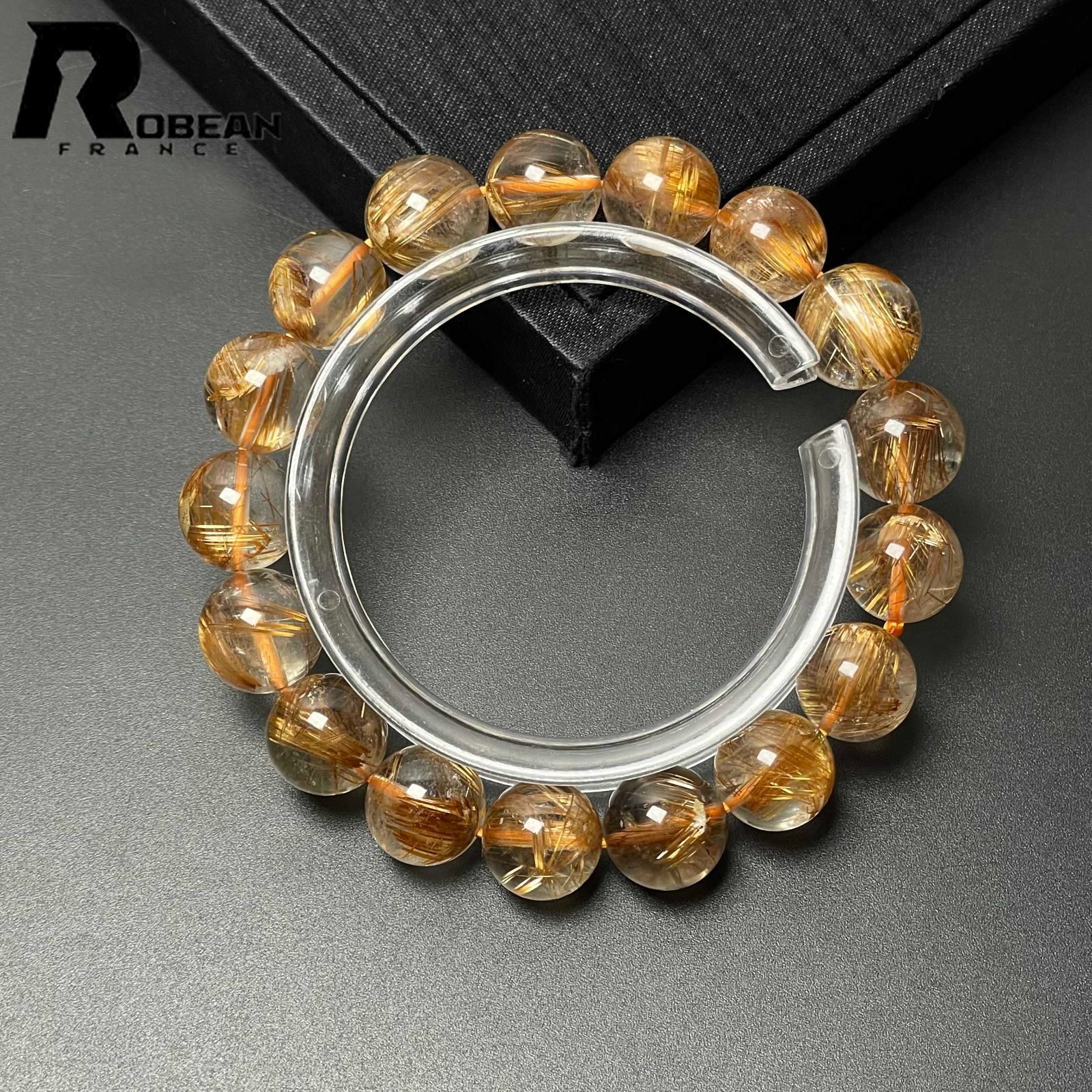 EU製 定価28万円 ROBEAN 銅髪ルチルクォーツ ブレスレット パワーストーン 天然石 金運 お守り プレゼント11.8-12.7mm M0714842