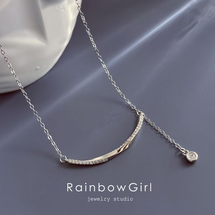 ネックレス レディース バー スマイル ゆれる 上品 エレガント シルバー925 プラチナ仕上げ 人気 女性 ギフト 記念日 誕生日プレゼント クリスマス