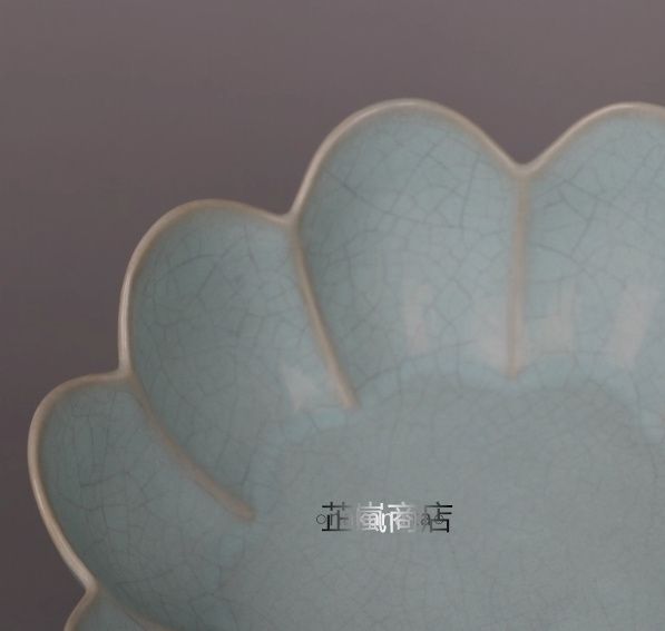 宋汝窯 天青釉開片支釘蓮華碗 装飾品 現代工芸品 美術品 置物