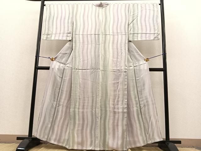 平和屋着物▽上質な色無地 単衣 箔散らし地紋 山葵色 正絹