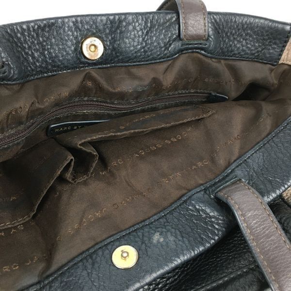 MARC BY MARC JACOBS/マークジェイコブス★レザー トートバッグ　【黒×グレージュ/ツートンカラー 本革】肩かけ/ショルダー　管NO.YB5-92 MARC BY MARC JACOBS/マークジェイコブス☆レザー トートバッグ 【黒