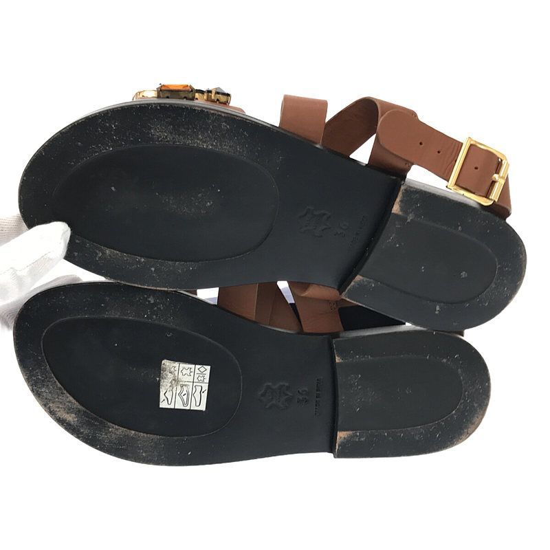 MARNI / マルニ | ビジュー 装飾 レザー ストラップ サンダル | 36