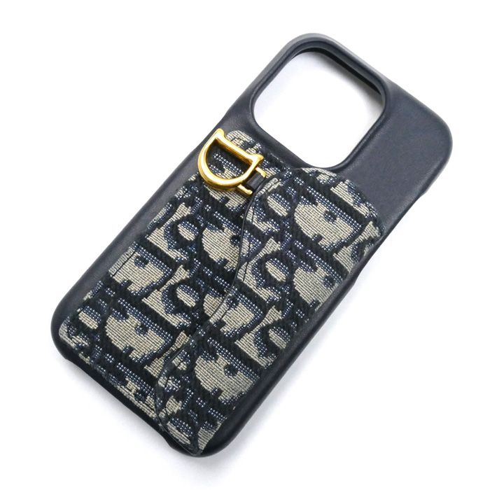 Dior ディオール Saddle iPhone 15 Proケース 携帯 スマホアクセサリー ネイビー S5910CTZQ_M928 オブリーク ジャカード レディース