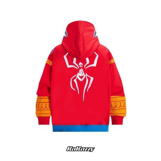 KAKAZZY スパイダーマン パーカー フルジップ レッド S Kakazzy】Full Zip Hoodie スパイダーマン (パーカー・フーディ