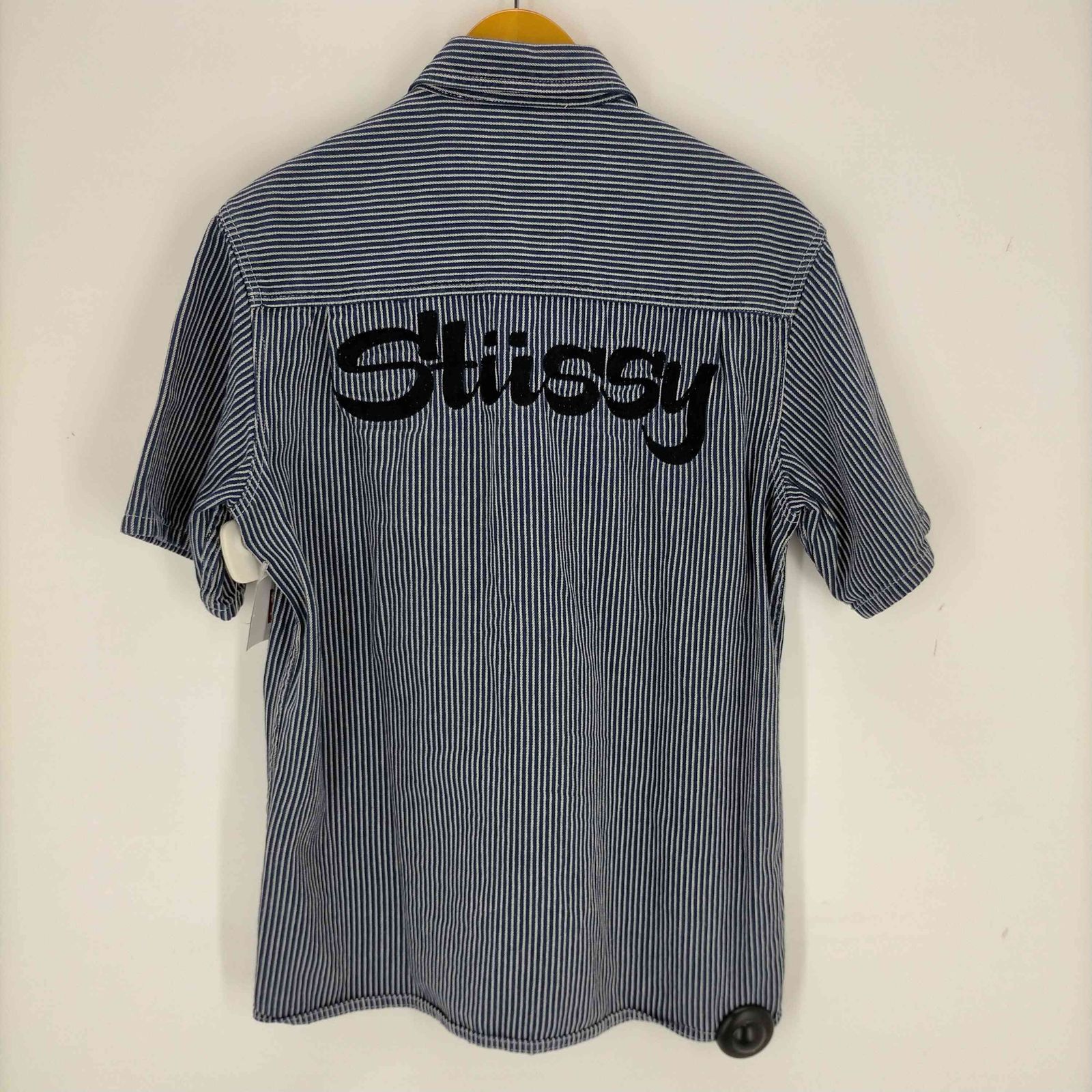 ステューシー Stussy バックロゴ刺繍 ヒッコリーワークシャツ メンズ