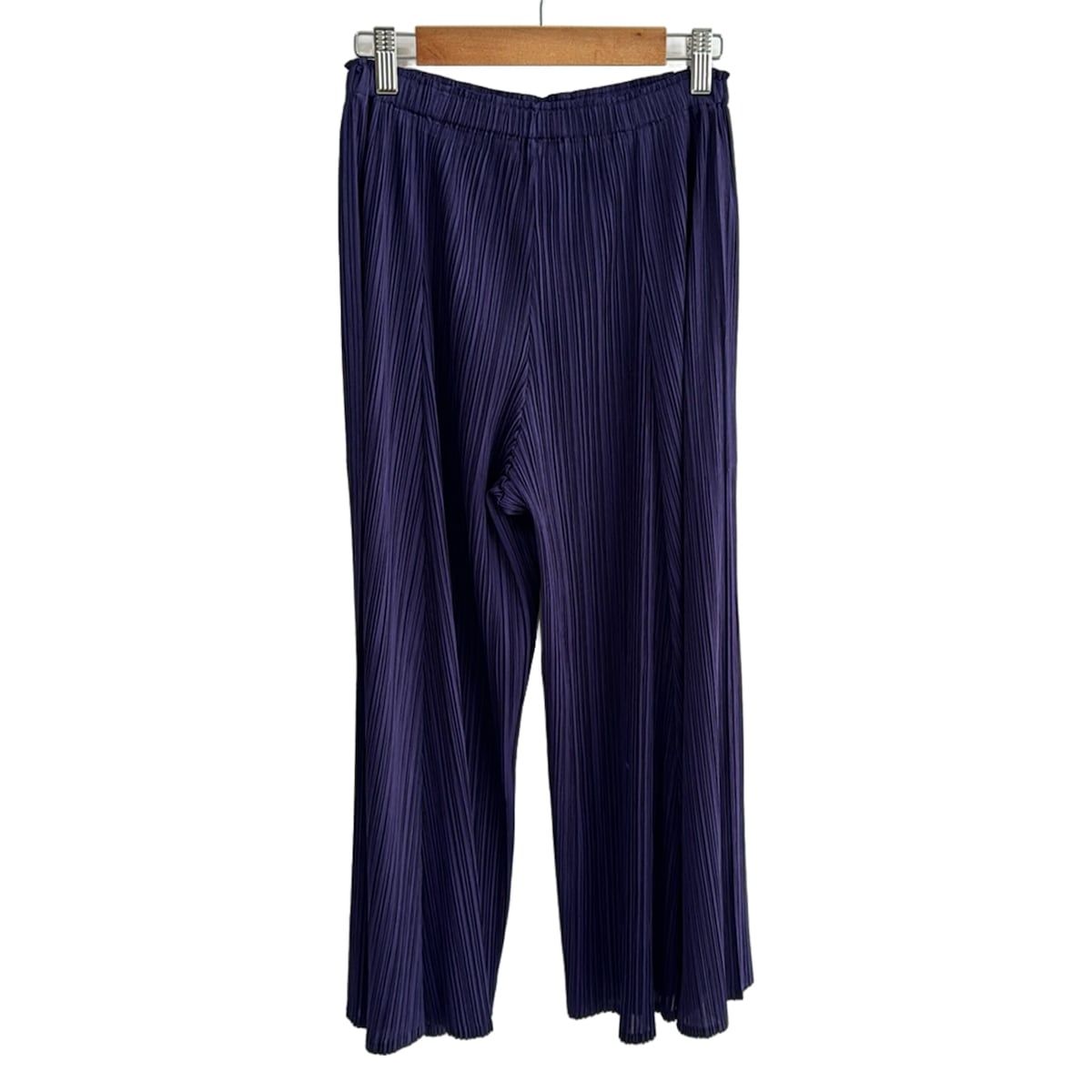 PLEATS PLEASE プリーツプリーズ パンツ サイズ3 L レディース - パープル フルレングス プリーツ ウエストゴム
