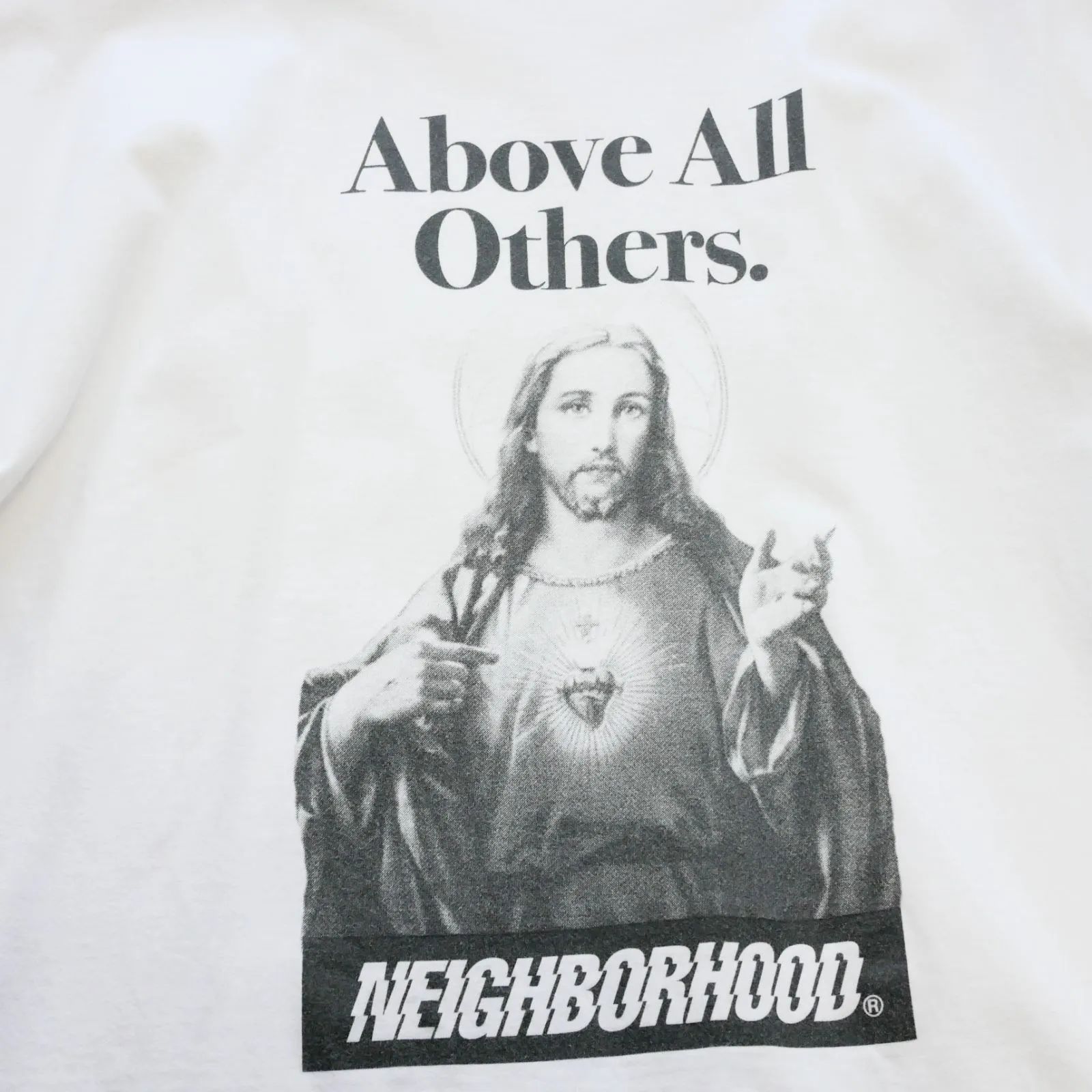 NEIGHBORHOOD SS WHITEカラー Above All Others BIGプリント T-SHIRT/L