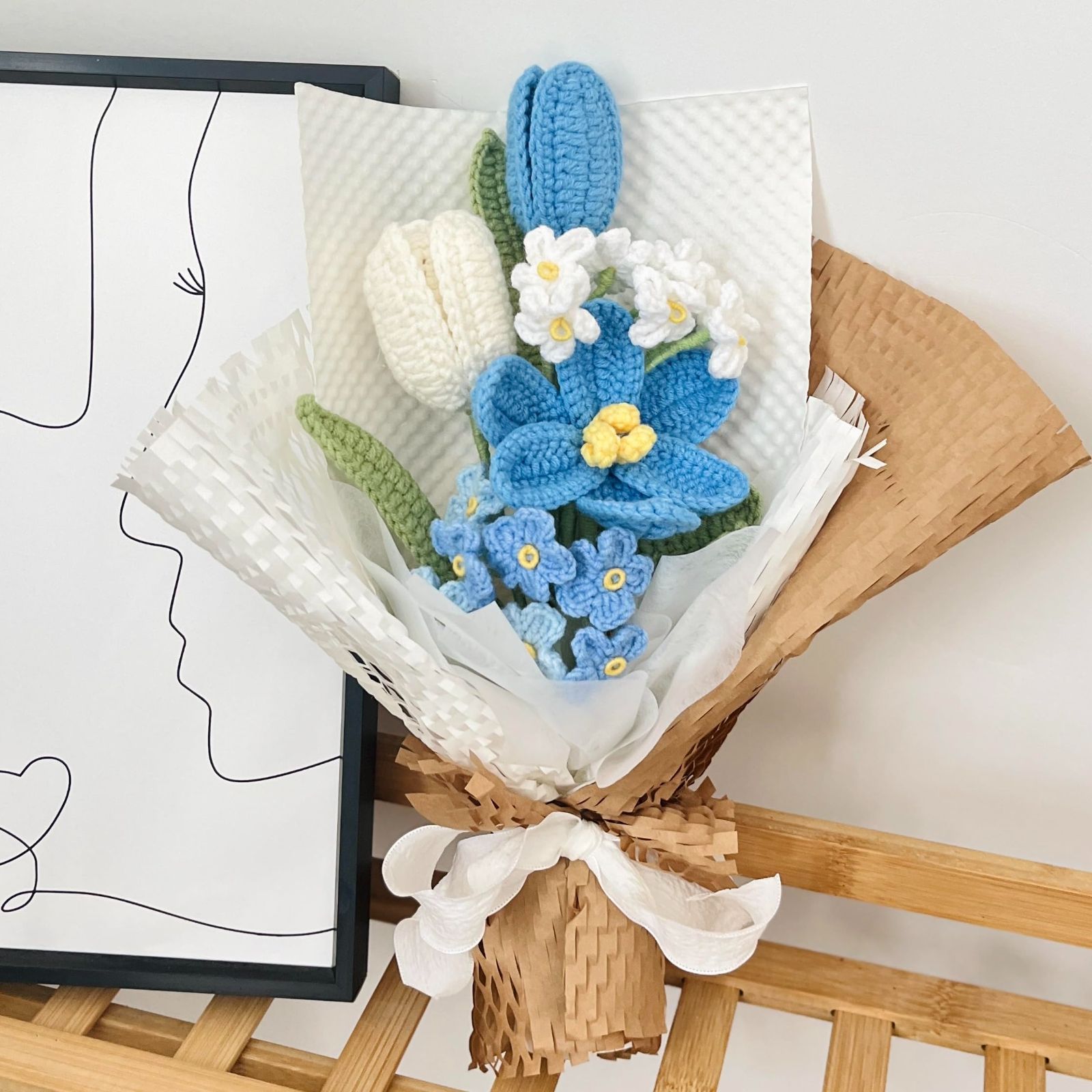 手作りの忘れな草の花のカーペット/ブーケ 手作りの忘れな草の花のカーペット/ブーケ