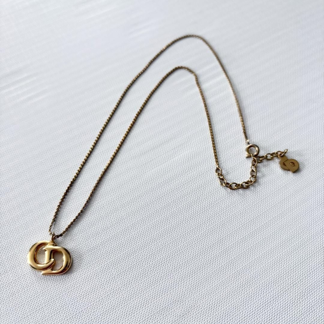 美品『クリスチャンディオール』ネックレス ゴールドカラー CDロゴ 80s