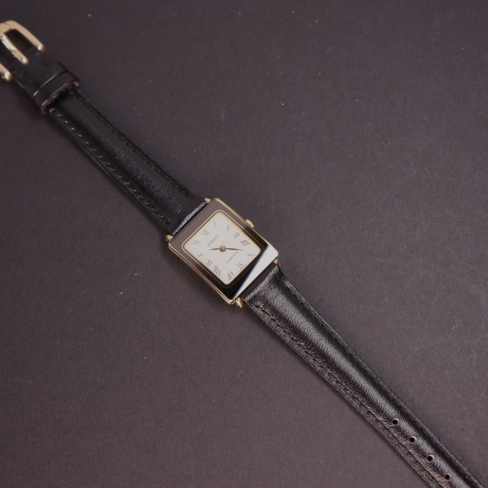 稼働品】RADO フローレンス 白文字盤 アンティーク新品ベルト 電池交換  