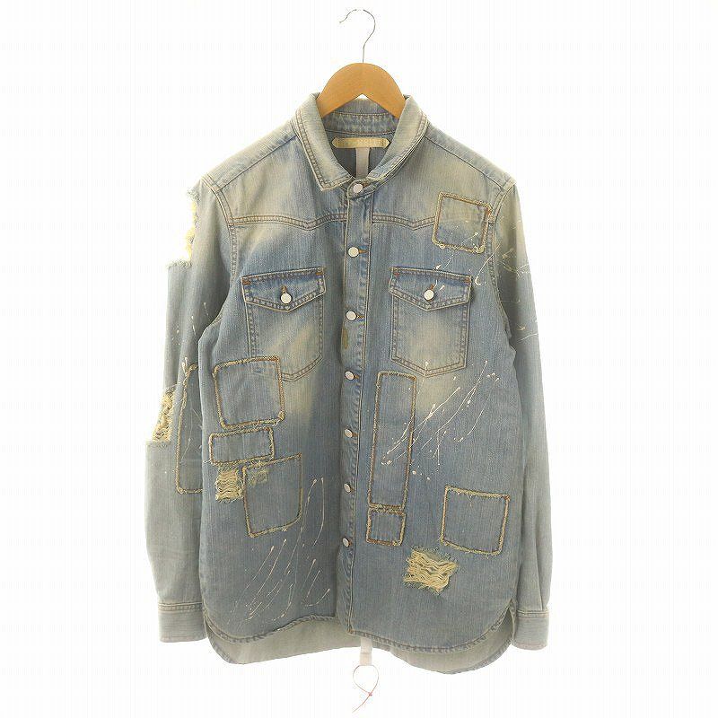 オフホワイト OFF WHITE ダメージ加工デニムシャツジャケット オフホワイト OFF WHITE ダメージ加工デニムシャツジャケット