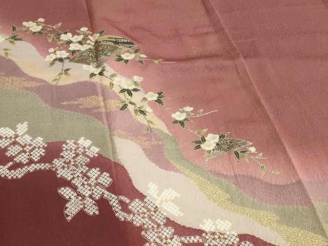平和屋着物□訪問着 刺繍 絞り 松皮菱花文 金彩 正絹 逸品
