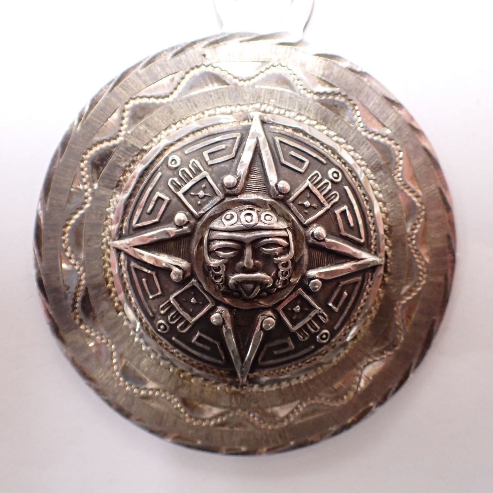 メキシコアステカカレンダーブローチネックレスsilver925