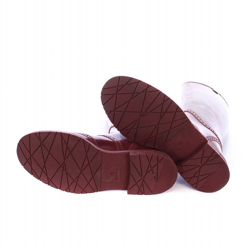 グッチ GUCCI レインブーツ ロングブーツ 長靴 雨靴 ラバー ローヒール