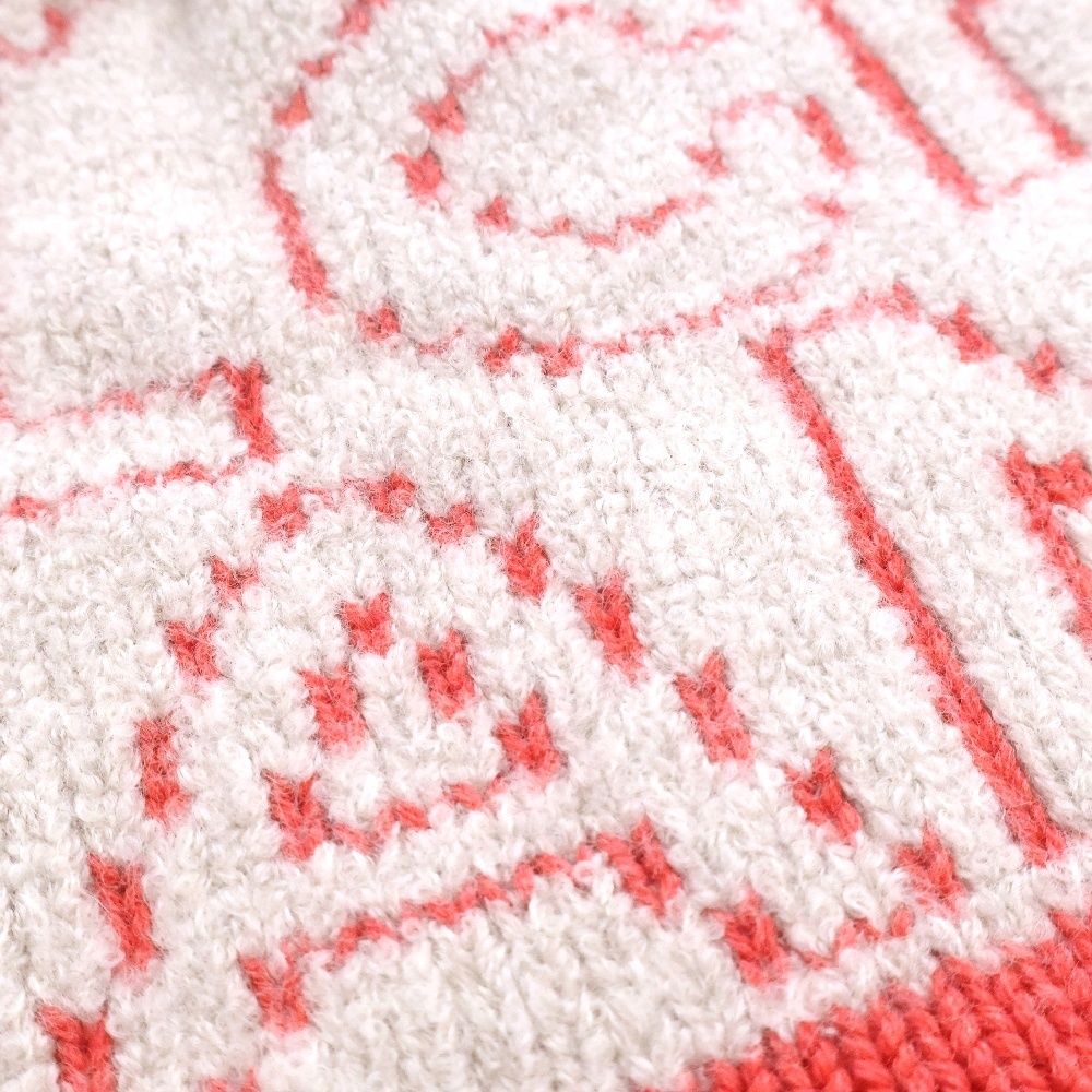 CHANEL (シャネル) ロゴビーニー カシミヤ混 帽子 ベージュ×レッド