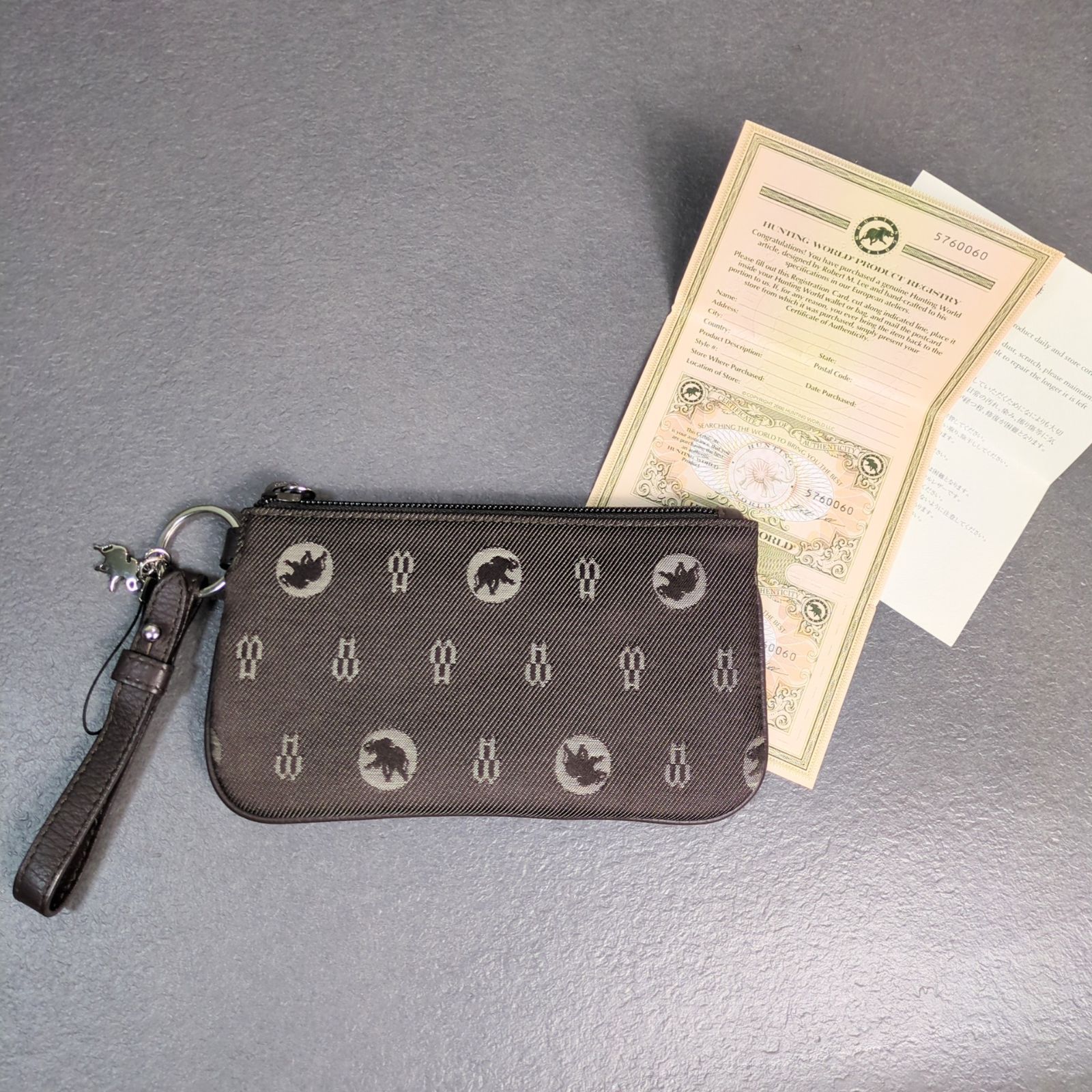 Hunting WORLD ポーチ モノグラム キャンバス ブラウン ハンティングワールド コインケース 小物入れ