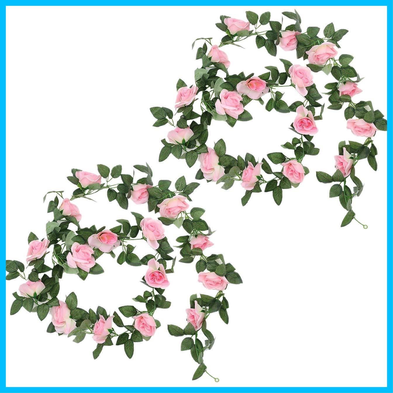 商品 シルク造花 人工 人工観葉植物 ローズ藤 吊り下げ インテリア 壁掛け造花 結婚式 パーティー飾り スーパー 喫茶店 家庭用 2本入り 花輪 ピンク