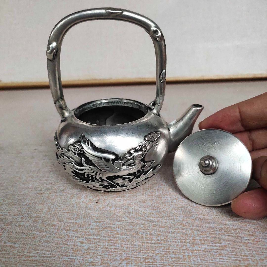 銅器 龍鳳提梁 徳利 急須 茶道具 工芸品 美術品 置物 龍鳳茶壺