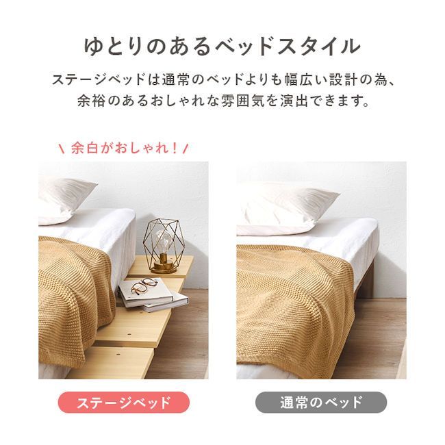 ヘッドレス ベッドフレームシングルベッド ロースタイル ステージ