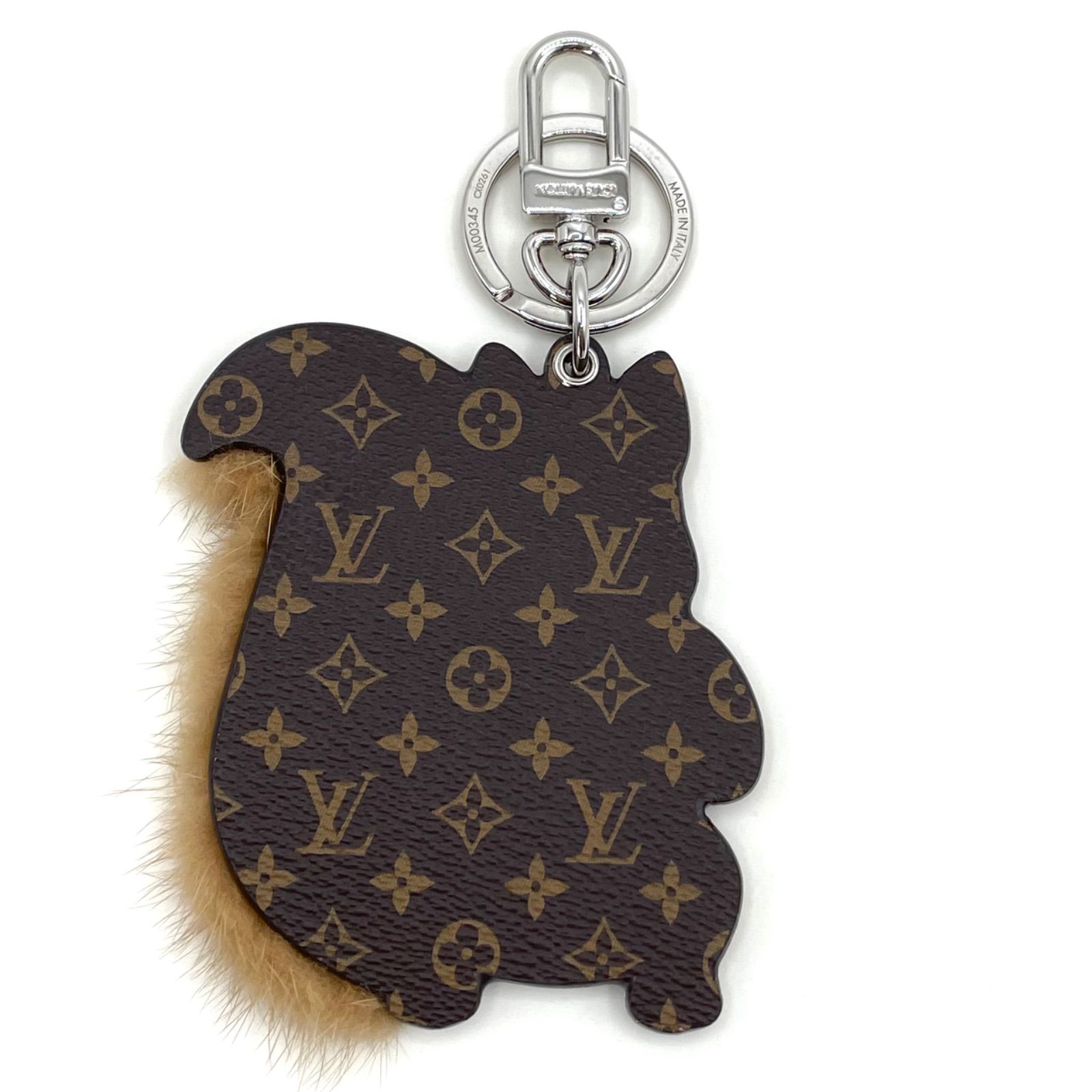 ルイヴィトン LOUIS VUITTON ポルトクレスクワーラル M00345 モノグラム バッグチャーム リス アニマル キーホルダー レザー ブラウン