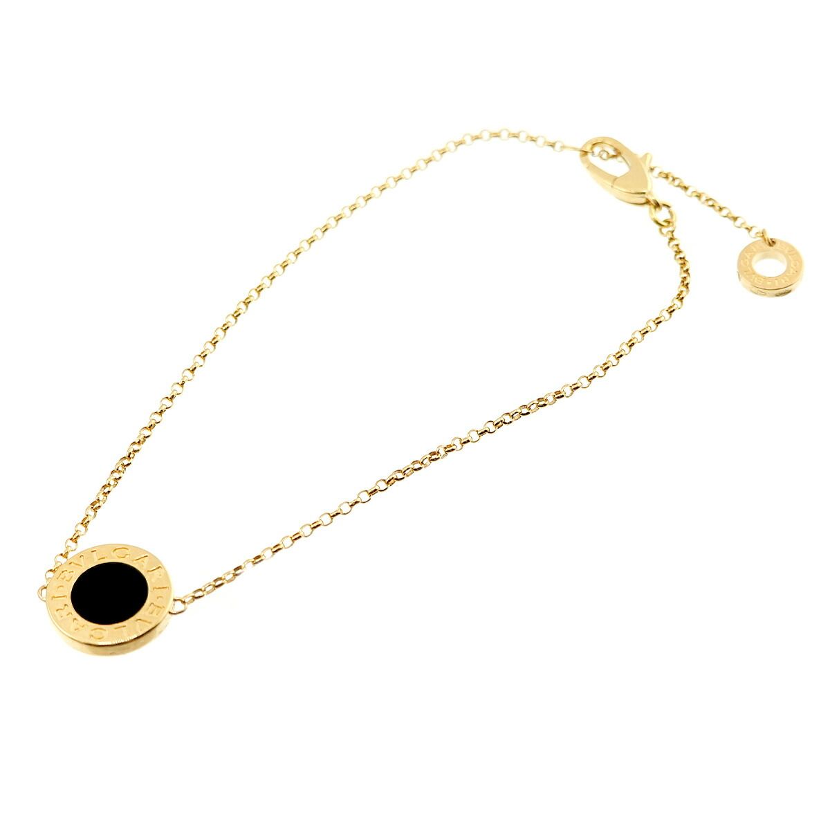 ブルガリ BVLGARI ダブルロゴ オニキス ブレスレット 19cm SM K18 YG