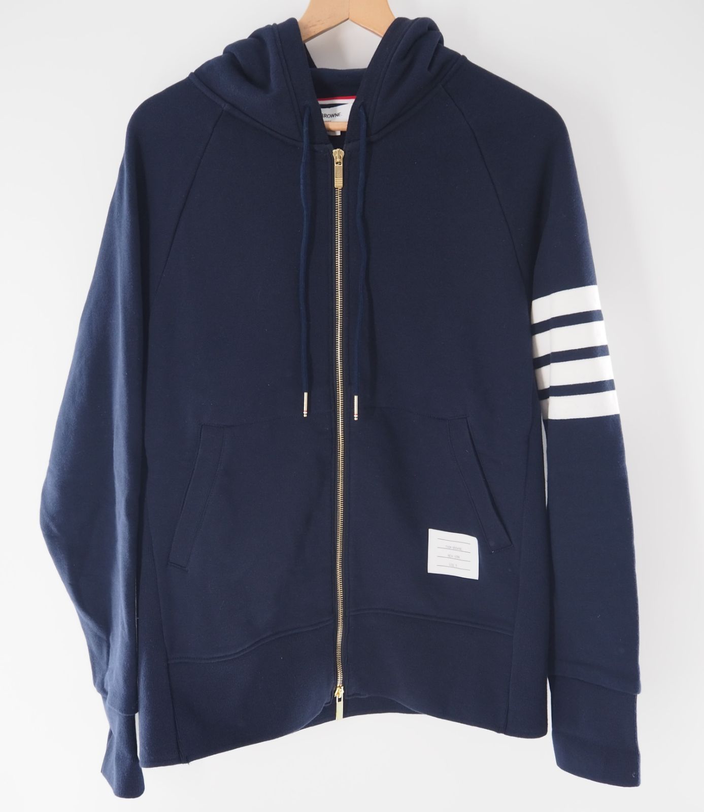 THOM BROWNE/トムブラウン 4bar スウェット ジップアップパーカー 