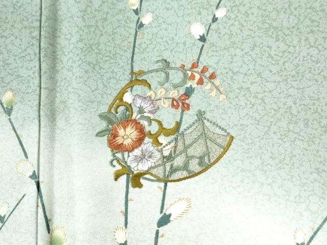 平和屋着物○訪問着 刺繍 枝蕾花唐草文 暈し染め 金彩