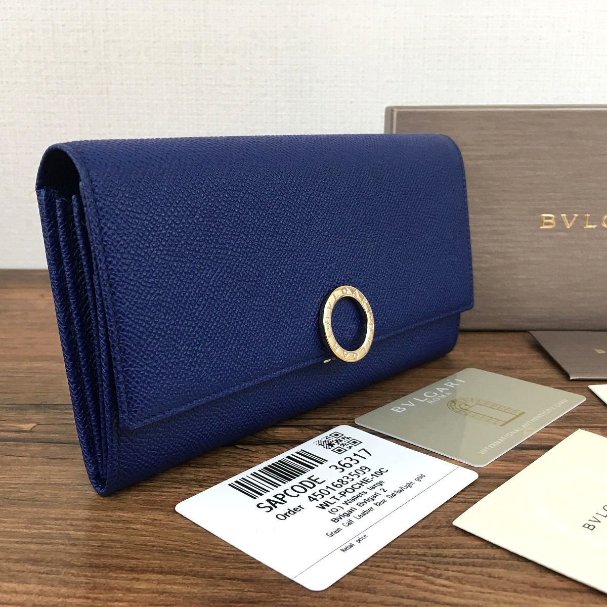 169 極美品 ブルガリ 長財布 36317 ブルー リング - Old Closet - メルカリ