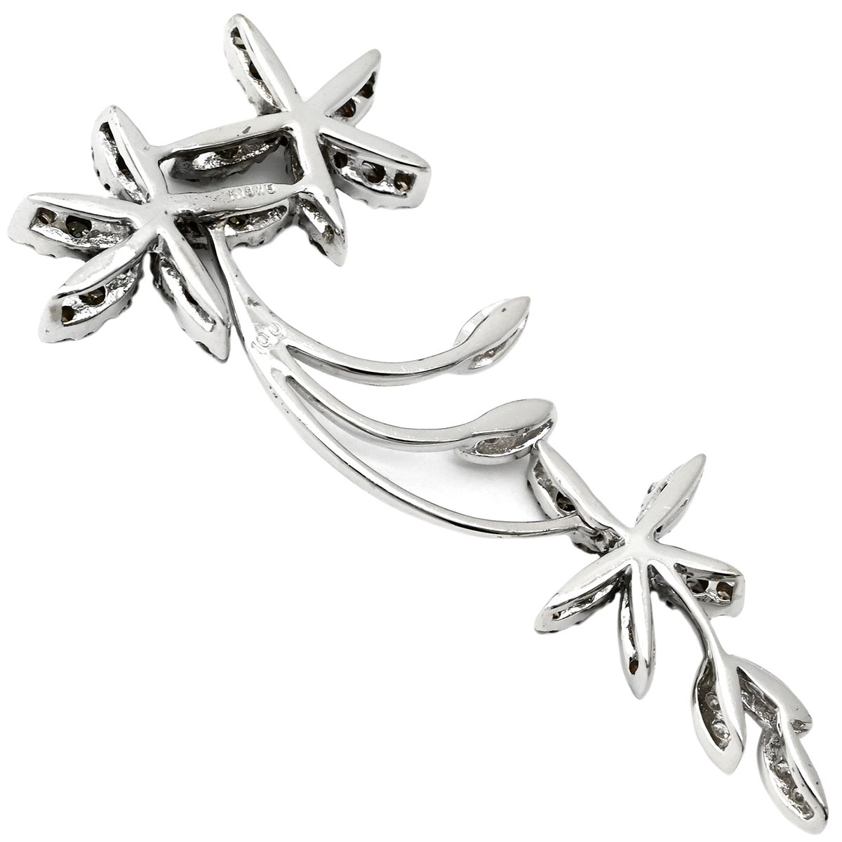 ペンダントトップ K18WG ダイヤモンド ホワイトゴールド Au750 18K 18金 ネックレストップ ブラウン ダイヤ フラワーモチーフ